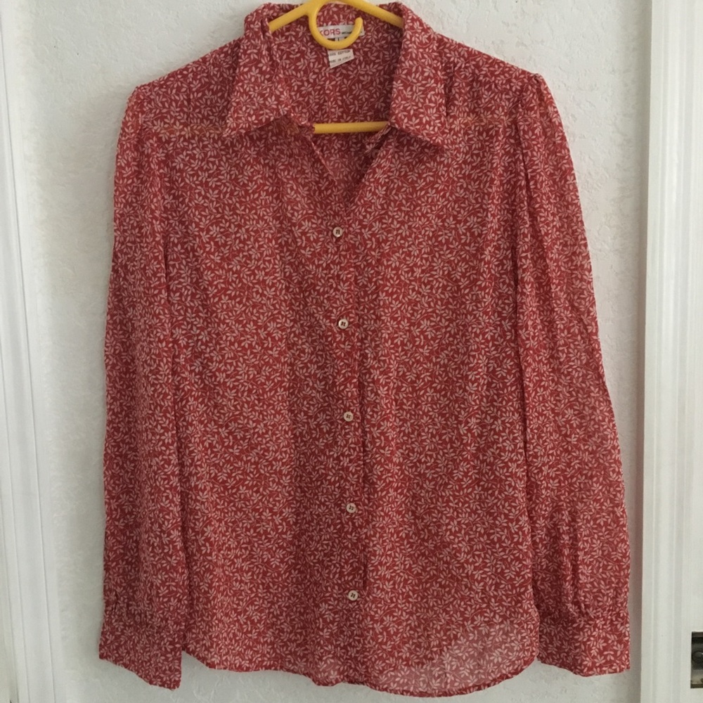 BEAUTIFUL LEAF PRINT VINTAGE MK BUTTON UP SHIRT